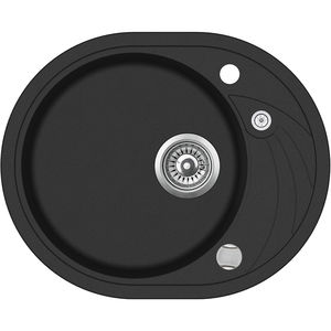 single-bowl kitchen sink / composite / oval / with drainboard