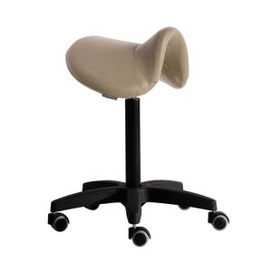 chrome steel task stool / plastic / synthetic leather / on casters