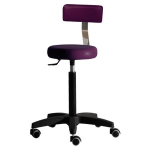 chrome steel task stool / plastic / synthetic leather / on casters