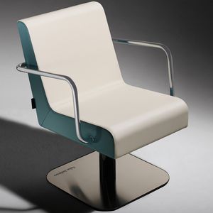 synthetic leather beauty salon chair / central base / with armrests