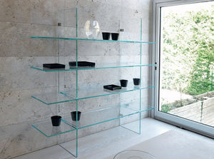 contemporary shelf / tempered glass facing