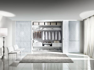 wall-mounted walk-in wardrobe / contemporary / lacquered aluminum / sliding door
