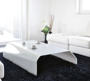 contemporary coffee table / glass / rectangular / white