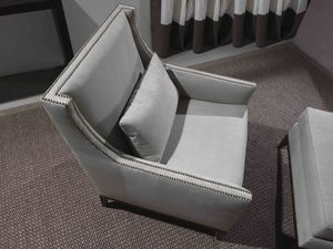 contemporary armchair / leather / gray