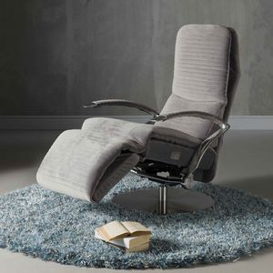 contemporary armchair / fabric / leather / with footrest