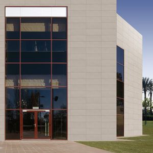 ventilated facade cladding / ceramic / textured / polished