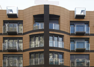 ventilated facade cladding / ceramic / textured / polished