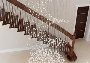 straight staircase / overhead / without risers