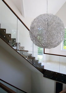 indoor railing / wooden / glass / with bars