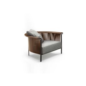 traditional armchair / fabric / leather / painted metal