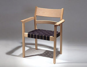 contemporary chair / oak / stackable / with armrests