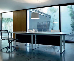 contemporary boardroom table / wooden / metal / glass