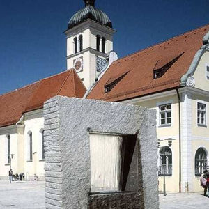 public fountain / natural stone / stainless steel / cast iron