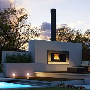 wood-burning fireplace / contemporary / open hearth / built-in