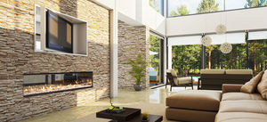 gas fireplace / contemporary / closed hearth / built-in