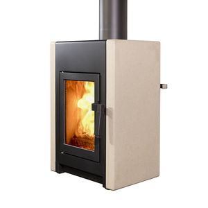 wood heating stove / contemporary / metal / concrete
