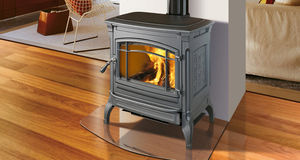 wood heating stove / traditional / cast iron / double combustion