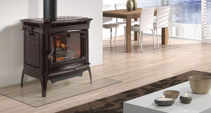 wood heating stove / traditional / cast iron / double combustion
