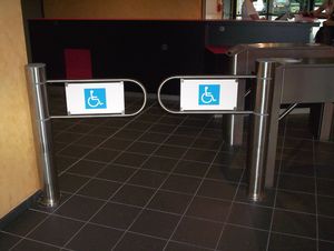 access control barrier / pivoting / metal / for public buildings