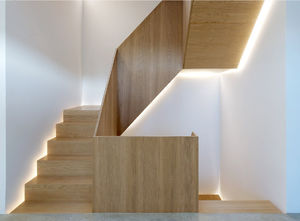 half-turn staircase / wooden steps / oak steps / wooden frame