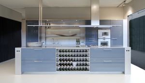 contemporary kitchen / stainless steel / laminate / island