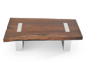 contemporary coffee table / wooden / aluminum / rectangular