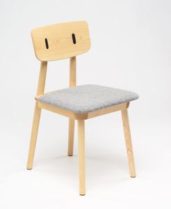 contemporary chair / upholstered / molded plywood / ash