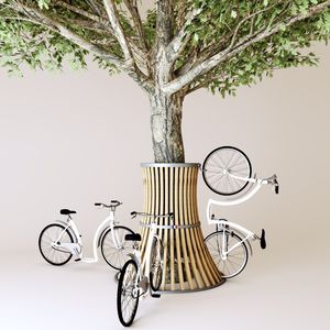 galvanized steel bike rack / wooden / for playgrounds / for public spaces