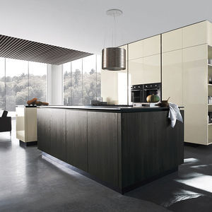 contemporary kitchen / wooden / island / lacquered