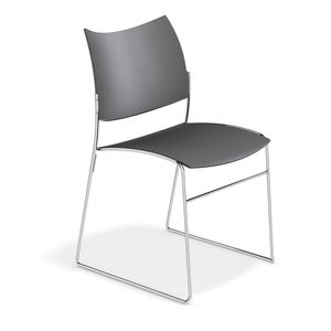 contemporary visitor chair / fabric / steel / with armrests