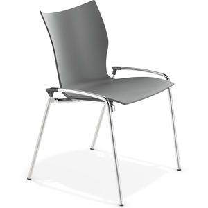contemporary visitor chair / plastic / with armrests / upholstered