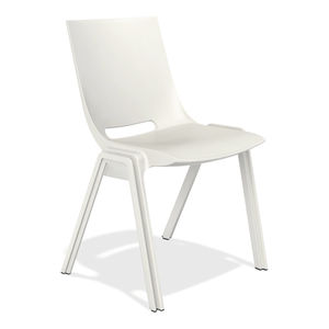 upholstered conference chair / stackable / plastic / black