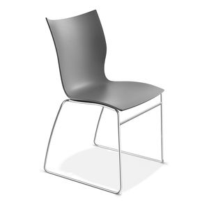 contemporary visitor chair / beech / steel / plastic