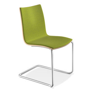contemporary visitor chair / beech / with armrests / upholstered
