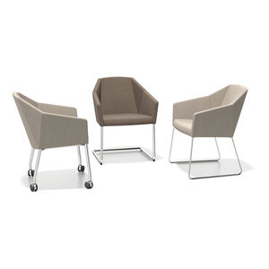 contemporary visitor chair / fabric / steel / with armrests