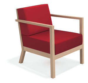 contemporary visitor armchair / fabric / beech