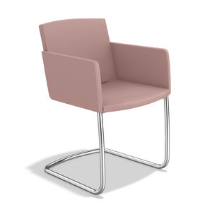 contemporary visitor chair / with armrests / upholstered / cantilever