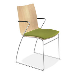 contemporary visitor chair / with armrests / upholstered / stackable