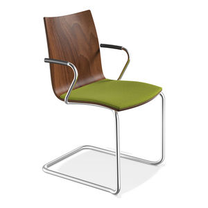 contemporary visitor chair / with armrests / upholstered / stackable