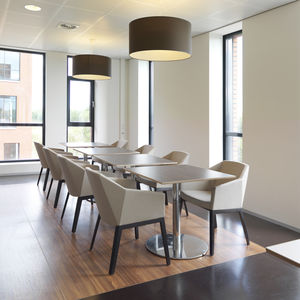 contemporary visitor chair / fabric / beech / with armrests