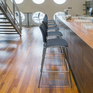 contemporary bar chair / upholstered / stackable / wooden