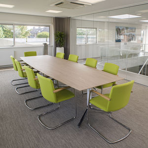 contemporary conference table / wooden / rectangular / oval