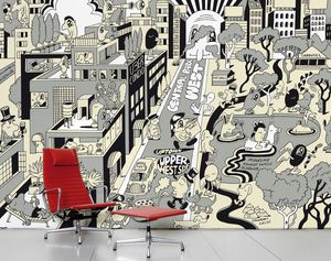 contemporary wallpaper / urban motif / nature pattern / sketch
