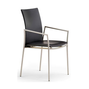 Scandinavian design dining chair / upholstered / with armrests / fabric