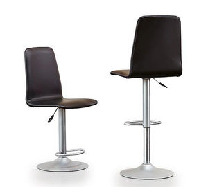 Scandinavian design dining chair / upholstered / central base / adjustable