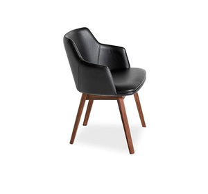 Scandinavian design dining chair / upholstered / with armrests / leather