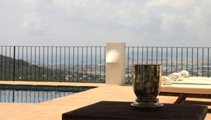 indoor mosaic tile / poolside / wall / glass