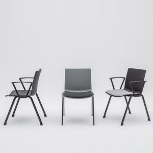 upholstered conference chair / with armrests / stackable / on casters