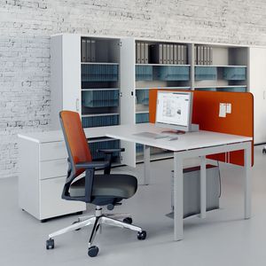 workstation desk / powder-coated steel / melamine / contemporary