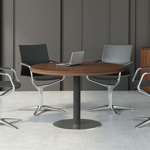 contemporary boardroom table / wood veneer / rectangular / round